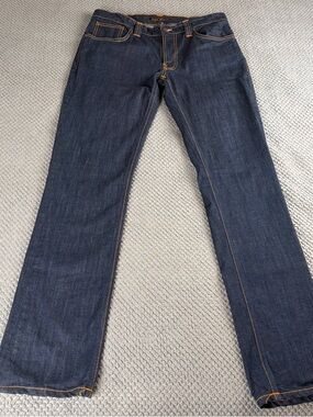 Nudie Jeans Thin Finn Jeans Men Fit *32x33 Dark Blue Organic Stretch Denim Italy